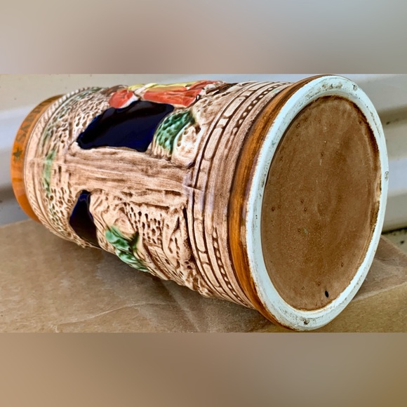 Mid Century Vtg Sapporo Japanese Beer Stein Embossed Glazed Ceramic Artwork Mug - Picture 8 of 16